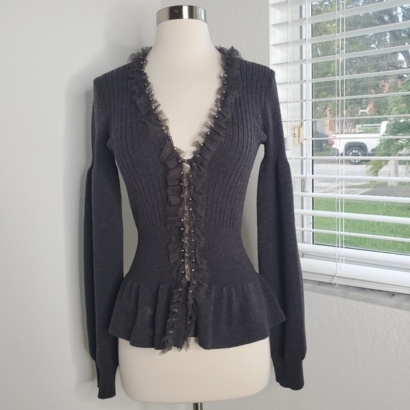 EMPORIO ARMANI Peplum Balloon Sleeve Sweater 8. - Picture 2 of 12